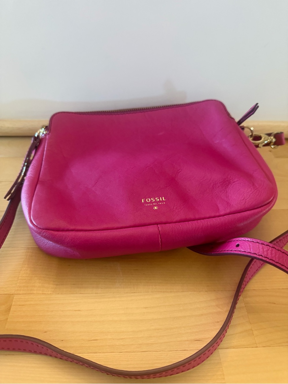 Fossil Hot Pink Leather Crossbody Bag